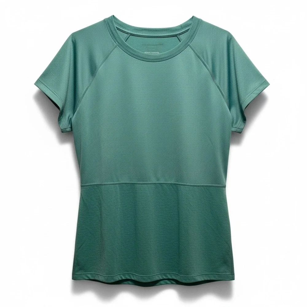 The North Face Women's V Neck Short Sleeve FlashDry‎ T Shirt Teal Green Size L - Picture 2 of 10